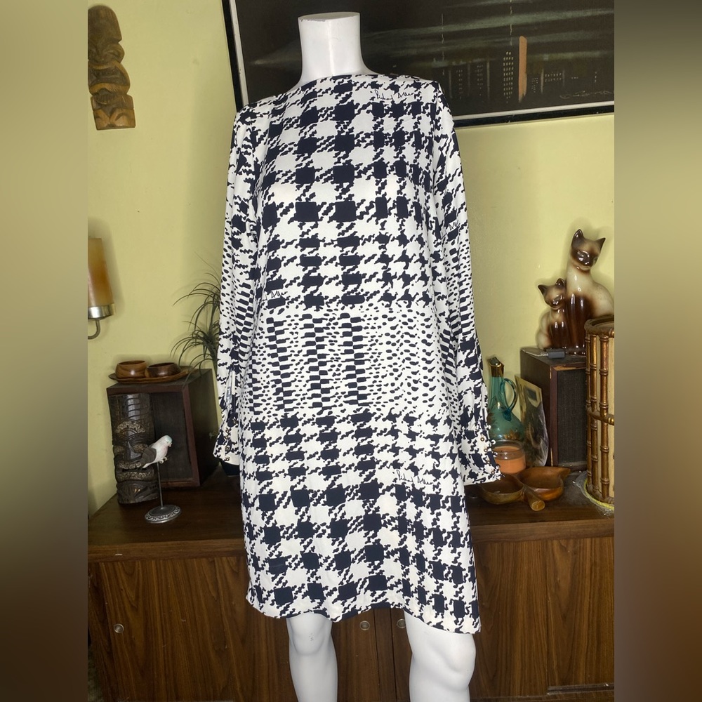 Ladies Richard Allen X houndstooth mod contemporary shift dress two tone ska - Picture 6 of 9
